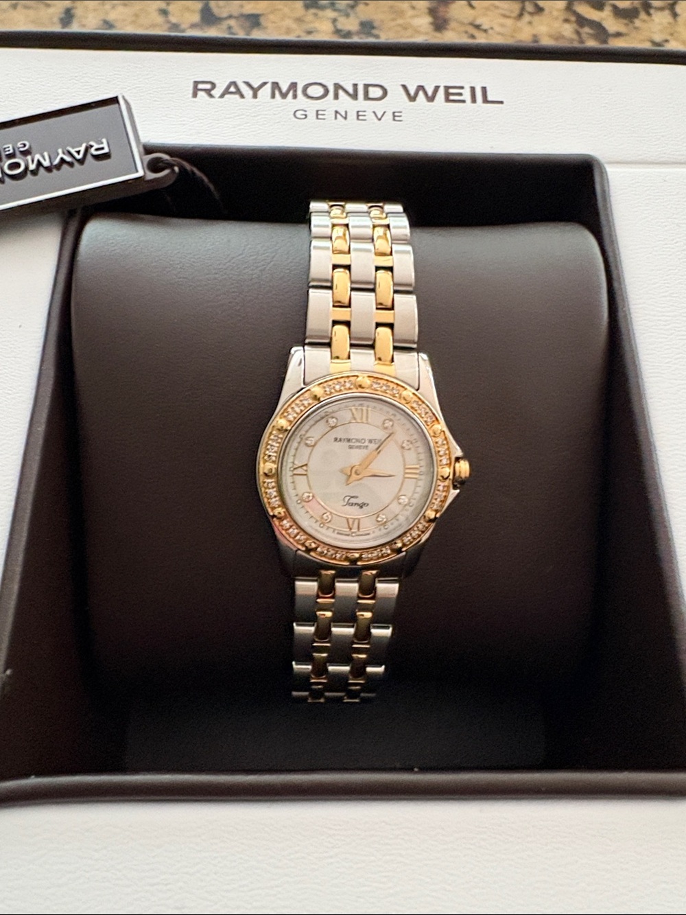 Raymond Weil Two-Tone Silver and Gold Ladies Diamond Bezel Watch